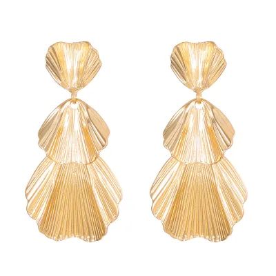 Women Fashion Exaggerated Leaves Floral Alloy Earrings