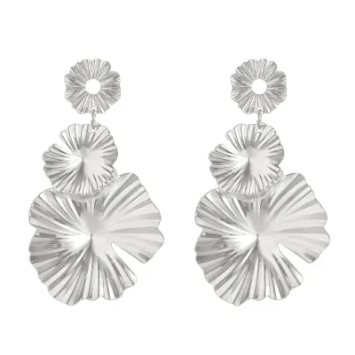 Women Fashion Exaggerated Leaves Floral Alloy Earrings
