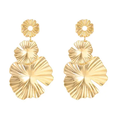 Women Fashion Exaggerated Leaves Floral Alloy Earrings