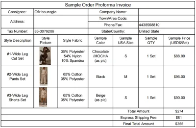 Wide Leg Pants Set Sample