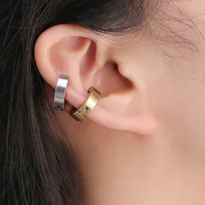 Women Fashion Simple Solid Color Titanium Steel Non-Fading Ear Clip Earrings