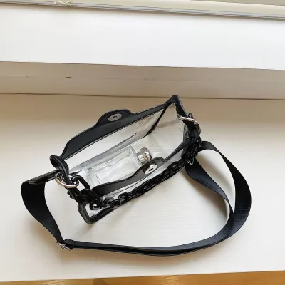 Women Fashion Casual Solid Color Transparent Waterproof Pvc Chain Crossbody Bag