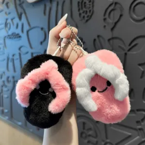 Women Fashion Cute Plush Slippers Small Pendant Keychain