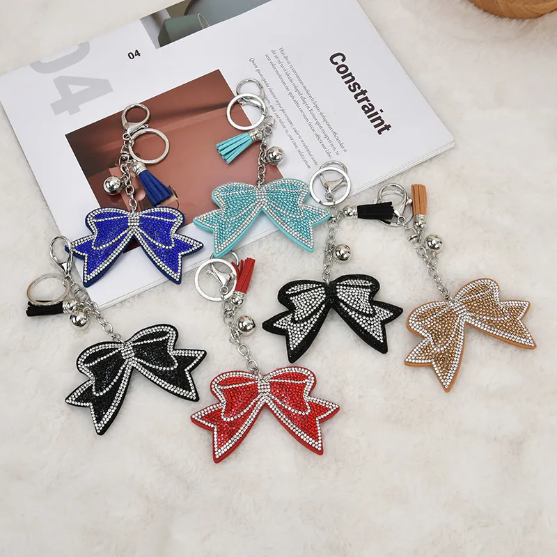 Women Fashion Creative Rhinestone Bow Keychain