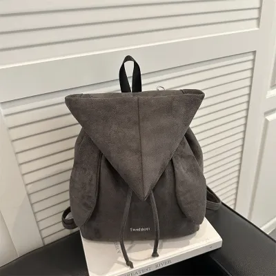Women Fashion Casual Simple Solid Color Drawstring Backpack
