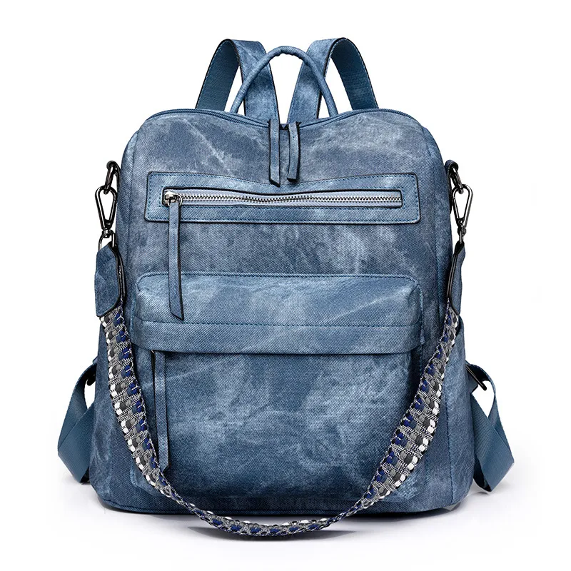 Women Fashion Casual Pu Soft Leather Large Capacity Dual-Purpose Backpack