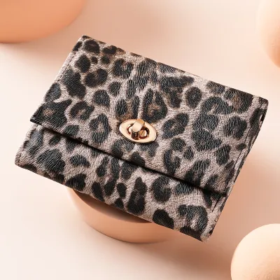 Women'S Fashion Casual Leopard Three-Fold Wallet