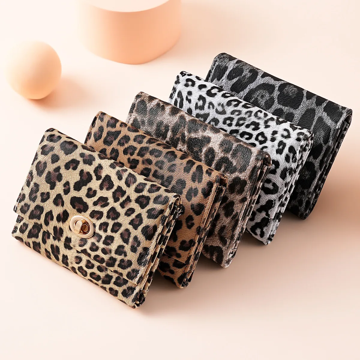 Women'S Fashion Casual Leopard Three-Fold Wallet