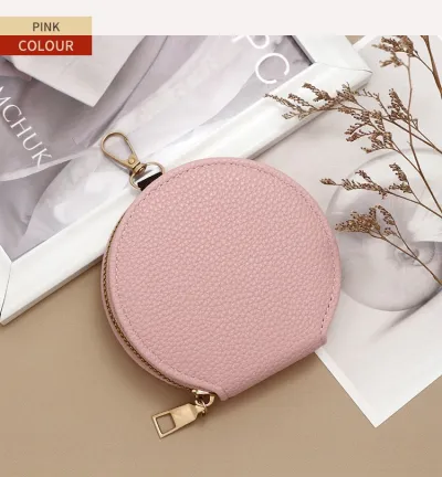 Women Fashion Casual Solid Color Round-Shaped Coin Purse Wallet