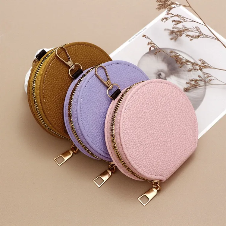 Women Fashion Casual Solid Color Round-Shaped Coin Purse Wallet