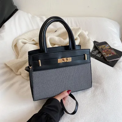 Women Fashion Casual Color Contrast Handbag