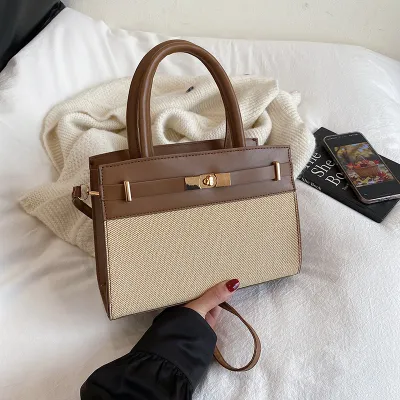 Women Fashion Casual Color Contrast Handbag