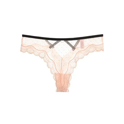Women Fashion Sexy Solid Color Lace Hollow Thong