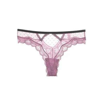 Women Fashion Sexy Solid Color Lace Hollow Thong
