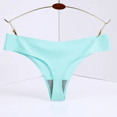Women Fashion Sexy Solid Color Lace Ice Silk Low-Waist Thong