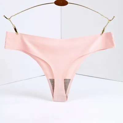Women Fashion Sexy Solid Color Lace Ice Silk Low-Waist Thong