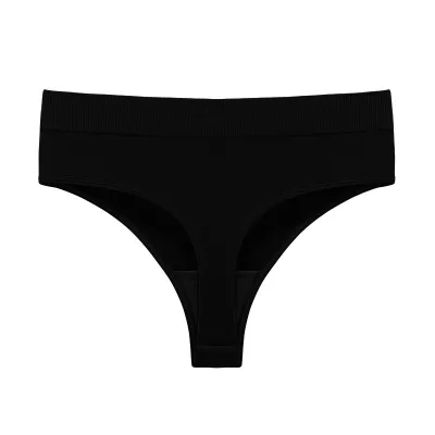 Women Fashion Sexy Solid Color Cotton Mid-Waist Thread Seamless Thong