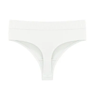 Women Fashion Sexy Solid Color Cotton Mid-Waist Thread Seamless Thong