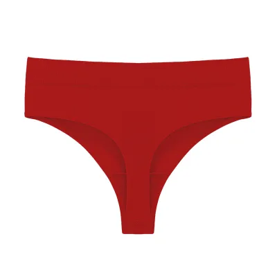 Women Fashion Sexy Solid Color Cotton Mid-Waist Thread Seamless Thong