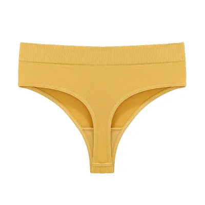 Women Fashion Sexy Solid Color Cotton Mid-Waist Thread Seamless Thong