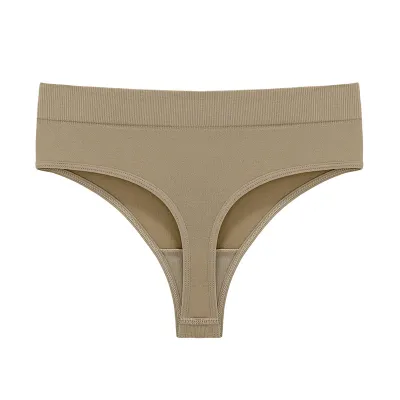Women Fashion Sexy Solid Color Cotton Mid-Waist Thread Seamless Thong