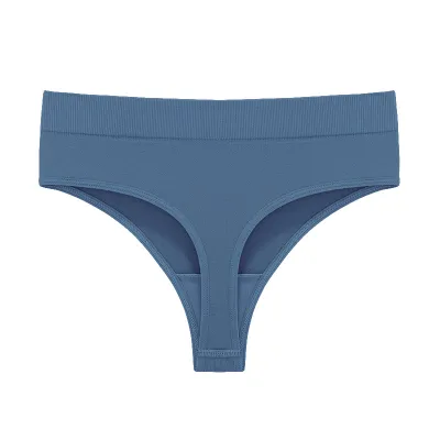 Women Fashion Sexy Solid Color Cotton Mid-Waist Thread Seamless Thong