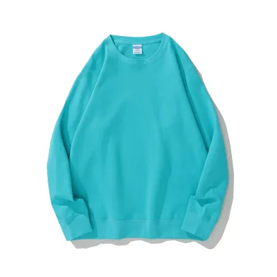 Fashion Casual Solid Color Double-Sided Cloth Round Neck Long-Sleeve Thin Sweatshirt
