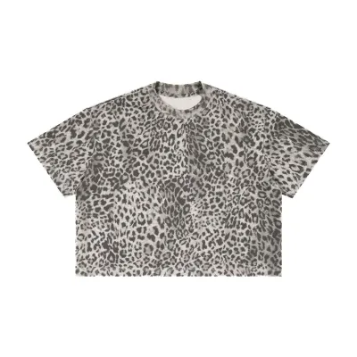Men Fashion Casual Leopard Short-Sleeve Loose T-Shirt