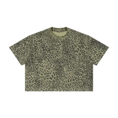 Men Fashion Casual Leopard Short-Sleeve Loose T-Shirt