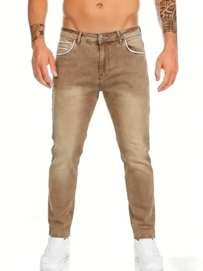 Men Fashion Casual Hip-Hop Pocket Straight Jeans