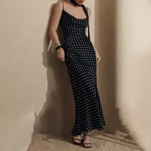 Women Fashion Sexy Summer Polka Dot Print Spaghetti Straps Dress