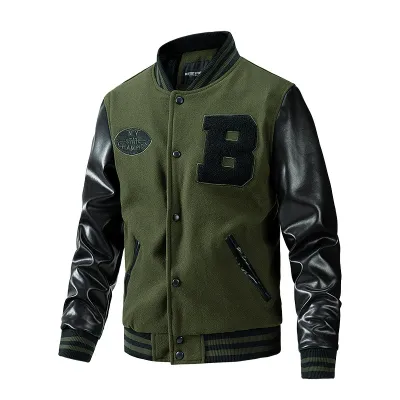Men'S Fashion Casual Autumn And Winter Embroidered Stand Collar Long-Sleeve Jacket