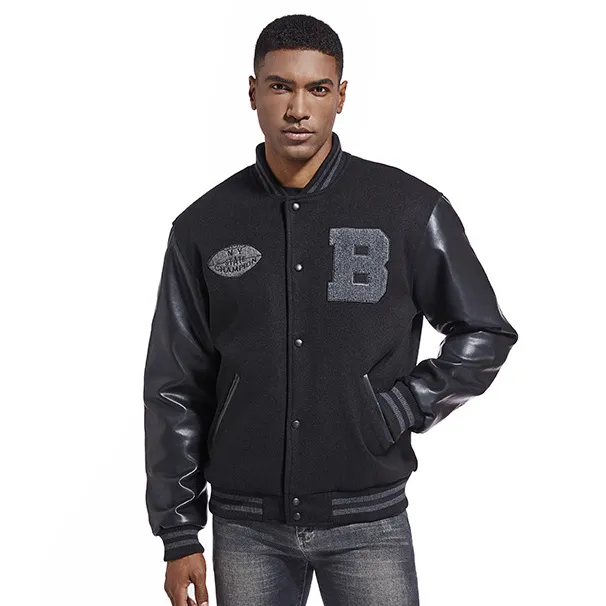 Men'S Fashion Casual Autumn And Winter Embroidered Stand Collar Long-Sleeve Jacket