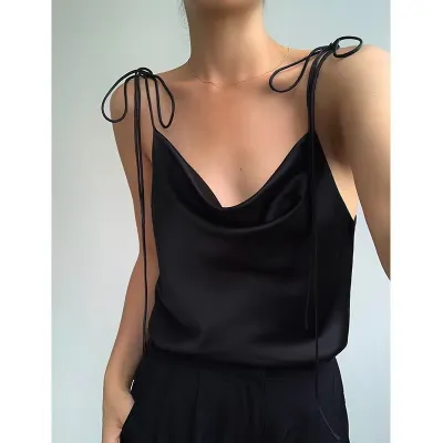 Women Fashion Sexy Summer Solid Color Satin Camisole