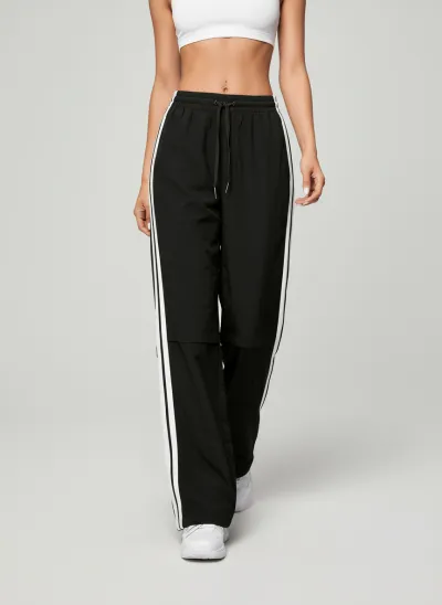Women Fashion Casual Contrast Side Stripe Loose Sports Pants