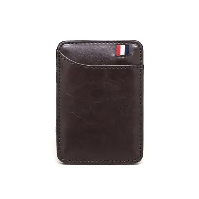Men Fashion Casual Solid Color Pu Leather Card Case Wallet