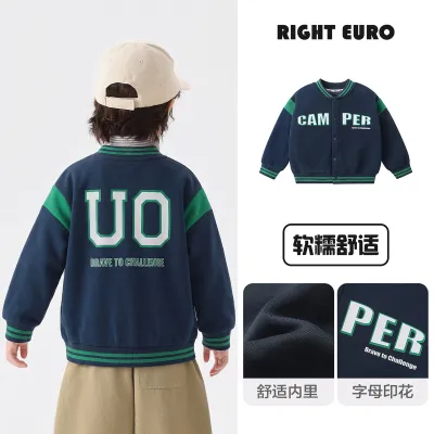Kids Boys Fashion Casual Spring And Autumn Printed Long-Sleeve Baseball Coat