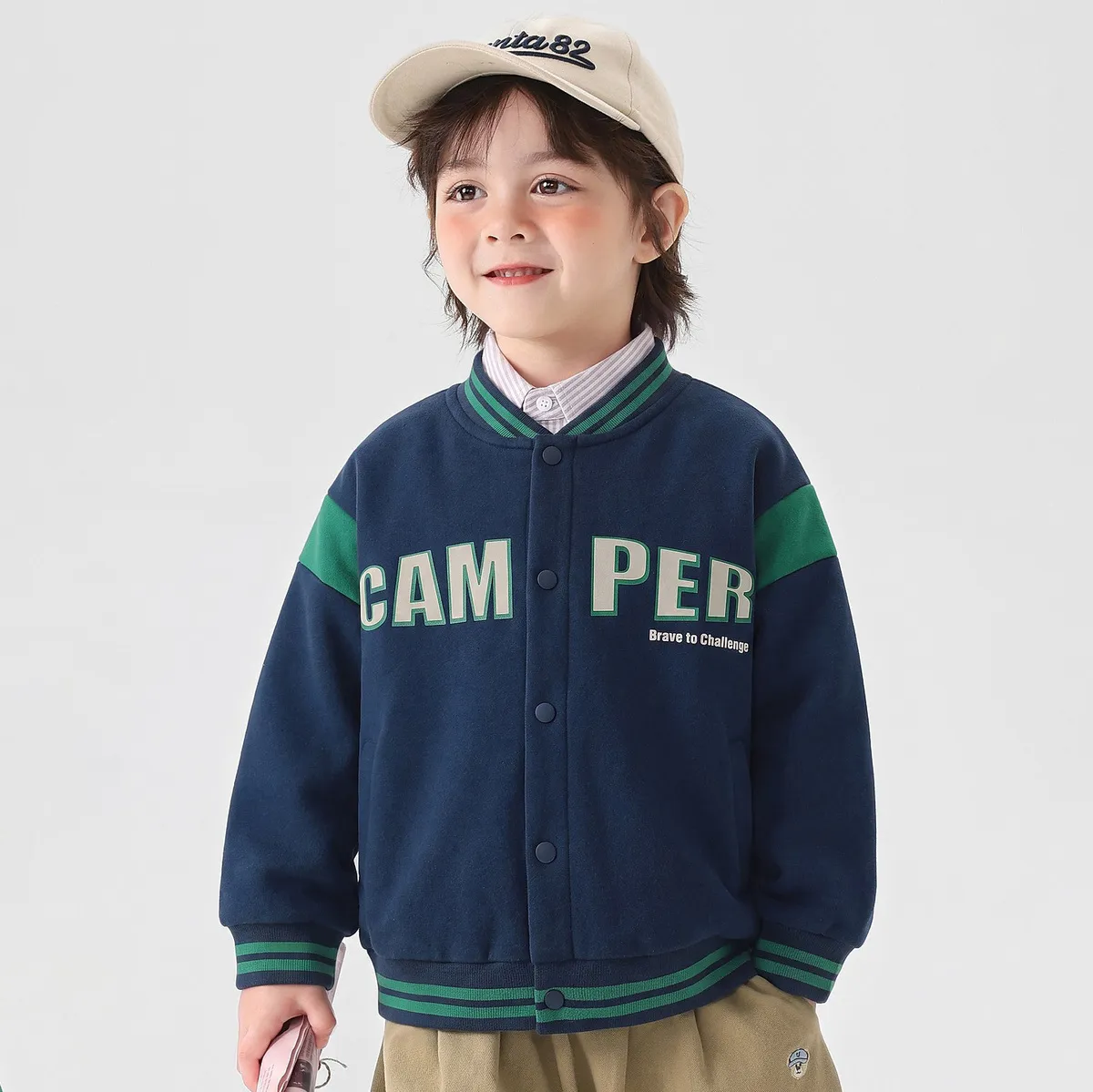 Kids Boys Fashion Casual Spring And Autumn Printed Long-Sleeve Baseball Coat