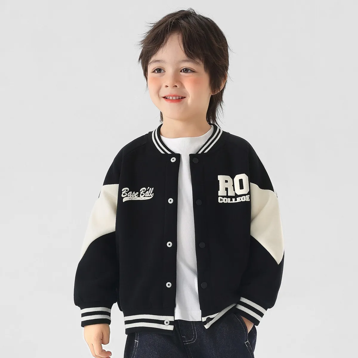 Kids Boys Fashion Casual Spring And Autumn Printed Long-Sleeve Baseball Coat