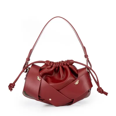 Fashion Solid Color Drawstring Shoulder Bag