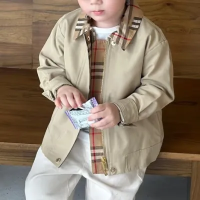 Kids Boys Fashion Casual Autumn Plaid Patchwork Lapel Long-Sleeve Jacket