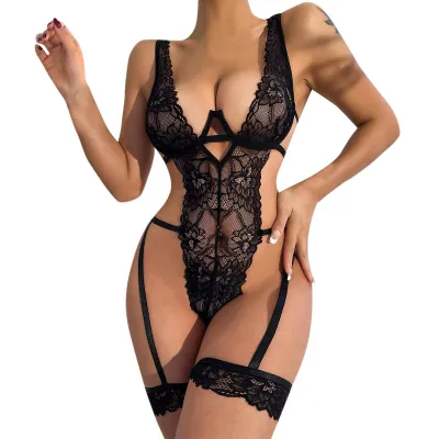 Women Fashion Solid Color Lace One-Piece Sexy Lingerie