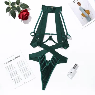 Women Fashion Solid Color Hollow Strap One-Piece Sexy Lingerie