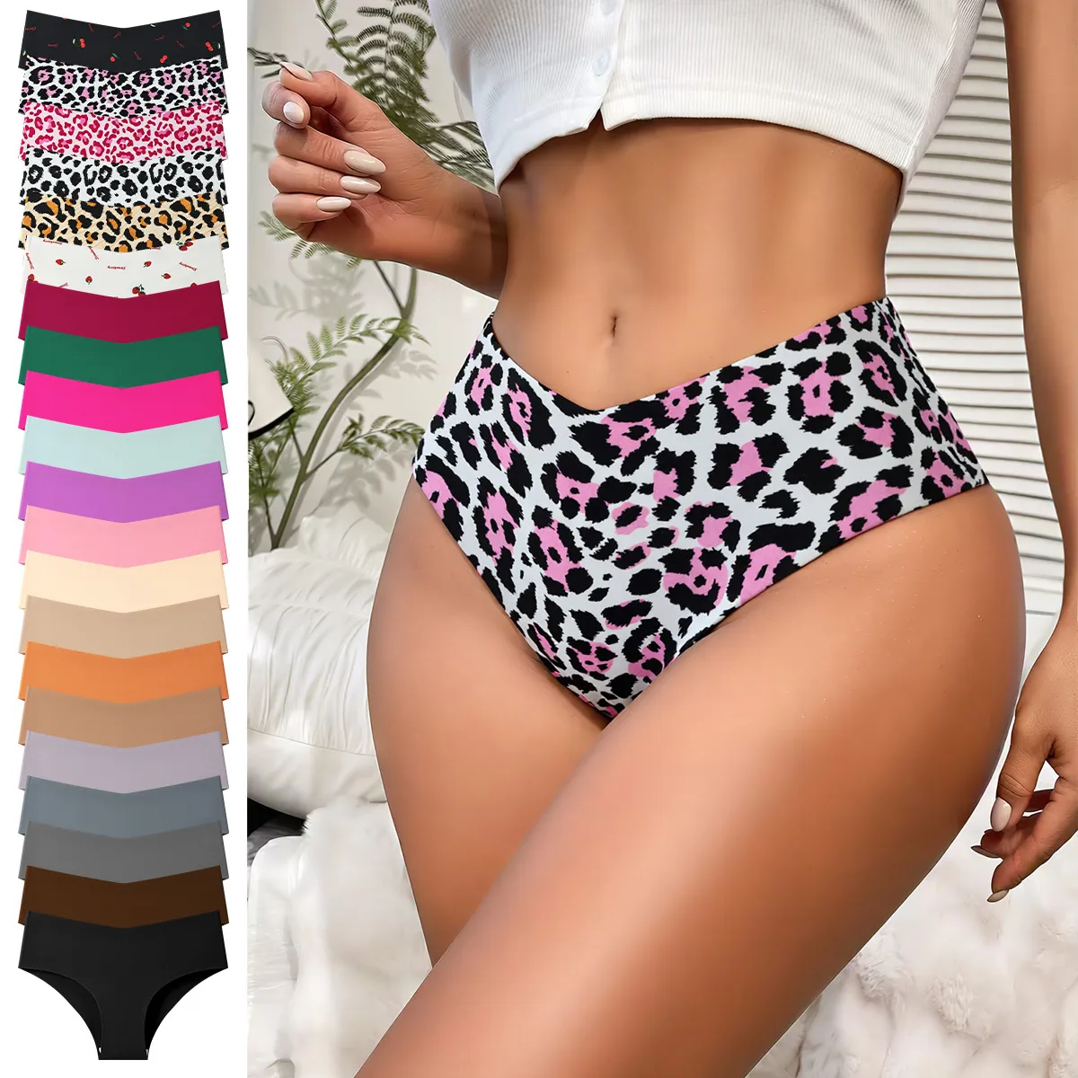 Woemn Fashion Sexy Printed Traceless Ice Silk Breathable Underwear