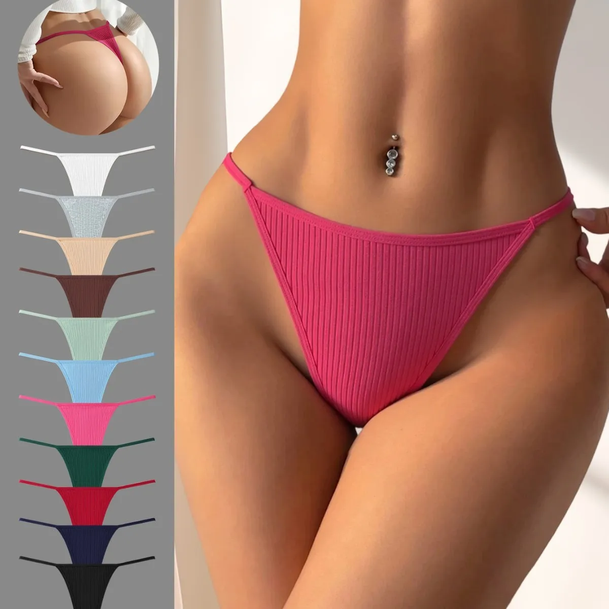 Women Fashion Sexy Simple Solid Color Thong