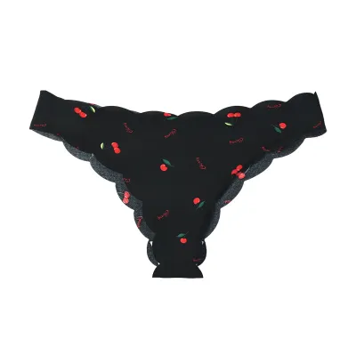 Women Fashion Sexy Printed Invisible Seamless Ice Silk Thong