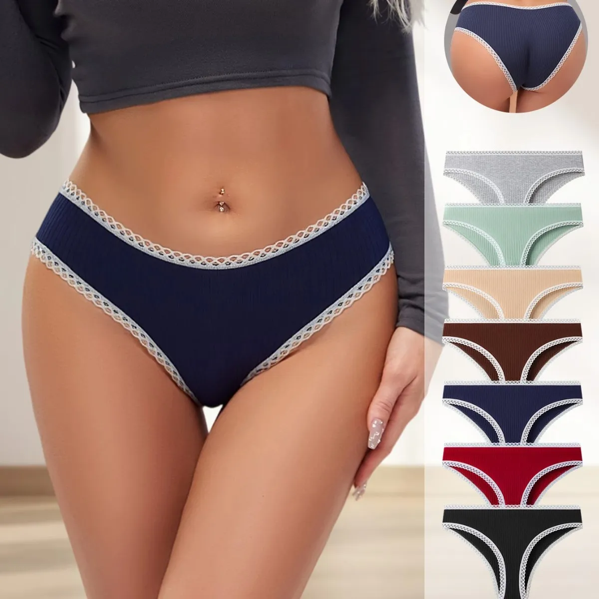 Women Fashion Sexysolid Color Cotton Thong