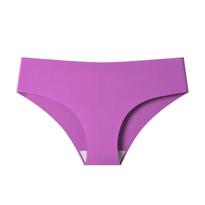 Women Fashion Sexy Solid Color Invisible Seamless Ice Silk Breathable Underwear