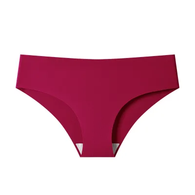 Women Fashion Sexy Solid Color Invisible Seamless Ice Silk Breathable Underwear