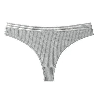Women Fashion Solid Color Ribbed Thong